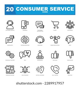 Costumer service business outline icon. Icons for communication, training and interaction with customers.