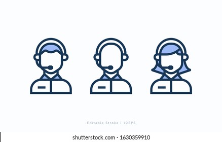 Costumer Service, Customer Service, Help Line, Client Service, Or Assistant Male And Female Icon. Flat Modern Icon.