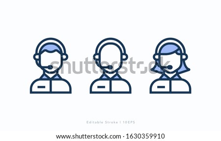 Costumer Service, Customer Service, help line, client service, or Assistant Male and Female Icon. Flat Modern Icon.
