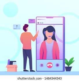 Costumer Service Mobile Call Illustration