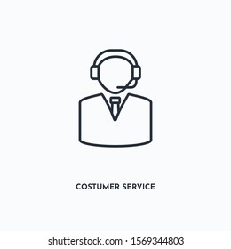 Costumer service outline icon. Simple linear element illustration. Isolated line Costumer service icon on white background. Thin stroke sign can be used for web, mobile and UI.