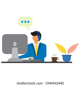 costumer support flat illustratioin vector graphic