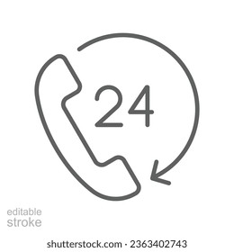 Costumer support line icon. Help line assistant, client service for user consultation. Call center 24-7. Operator Hotline support. Editable stroke Vector illustration design on white background EPS 10