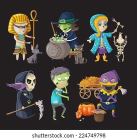 Costumes and traditional halloween characters