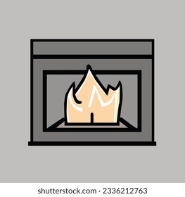 Cosy Cartoon Fireplace with Warm Crackling Fire