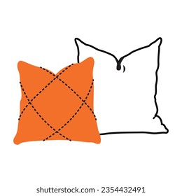 Cosy decorative cushions designs. Pillows set for interior decor comfortable rest. Modern comfy ornamental soft pads for sofa. Colored flat minimalist vector illustrations isolated on white background