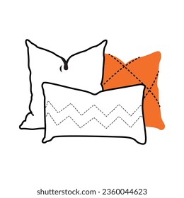 Cosy decorative cushions designs. Pillows set for interior decor comfortable rest. Modern comfy ornamental soft pads for sofa. Colored flat minimalist vector illustrations isolated on white background