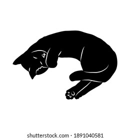 Cosy Hand Drawn Cat Lying Sleeping Stock Vector (Royalty Free ...