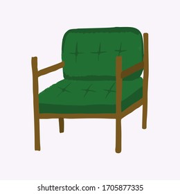 Cosy Home Armchair and Chairs Flat Illustration. Vector.