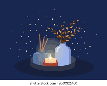 Cosy home decoration in the night 