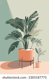 Cosy Minimal House Plants Boho Illustration