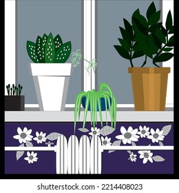 cosy room's window with plants 