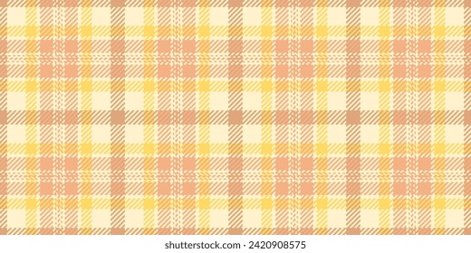 Cosy seamless check tartan, choose texture fabric pattern. Coloured plaid textile vector background in orange and light color.