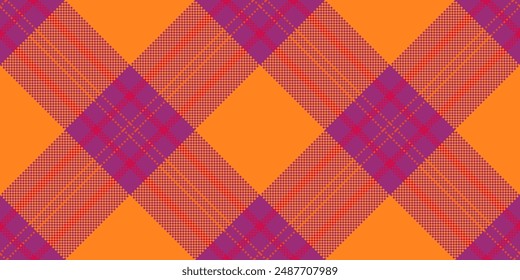 Cosy tartan background plaid, plain seamless vector pattern. Idyllic texture fabric check textile in vivid tangerine and pink colors palette.