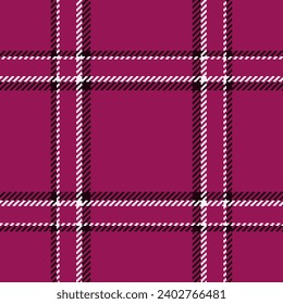 Cosy textile check fabric, advertising plaid background vector. Random seamless texture pattern tartan in pink and black colors.