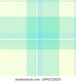 Cosy textile tartan vector, shape plaid seamless texture. Bandana background check fabric pattern in light yellow and mint colors palette.