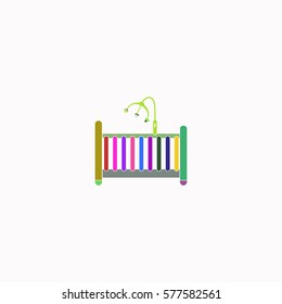 Cot for baby  icon Vector design. Colored illustration.