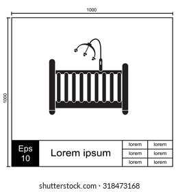 Cot for baby vector icon.