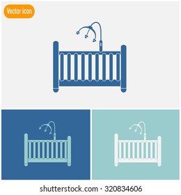 Cot for baby vector icon.