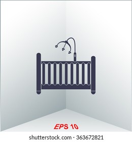 Cot for baby vector icon.