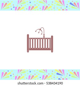 Cot for baby vector icon on white background. Isolated illustration. Business picture.