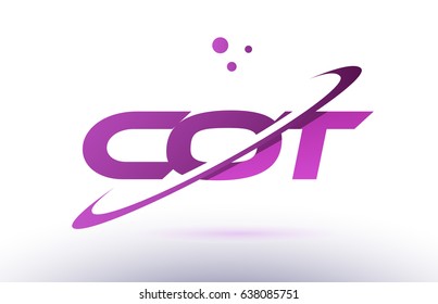 cot c o t  alphabet letter logo combination purple pink creative text dots company vector icon design template