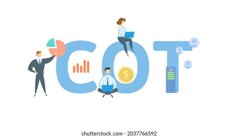 COT, Customer-Owned Tooling. Concept with keyword, people and icons. Flat vector illustration. Isolated on white.