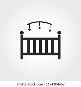 Cot icon. Monochrome style design from baby things collection. UI. Pixel perfect simple pictogram cot icon. Web design, apps, software, print usage.