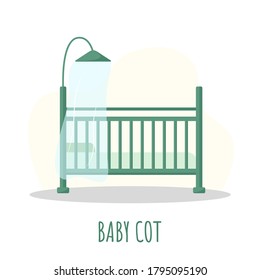Cot icon. Simple element from baby things icons collection. Creative baby cradle for ui, ux, apps, software and infographics. Vector illustration in flat style.