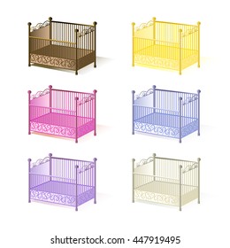 Cot , illustration set of cots assorted colors 3D in vector EPS