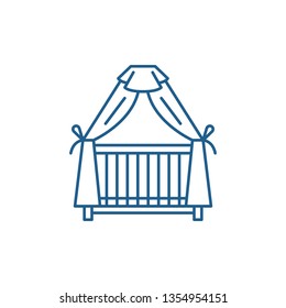 Cot line icon concept. Cot flat  vector symbol, sign, outline illustration.