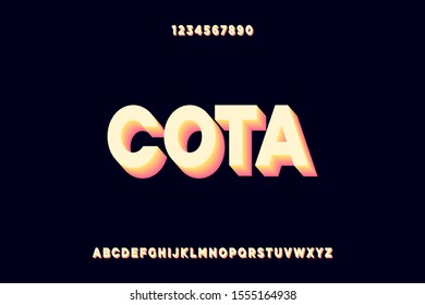 cota bold straight 3d effect alphabet sans serif font vector design. eps10