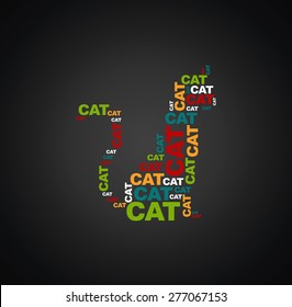 Cote consist of the word cat. full color on a black background