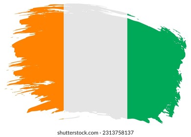 Cote d Ivoire brush stroke flag vector background. Hand drawn grunge style Ivory Coast painted isolated banner.