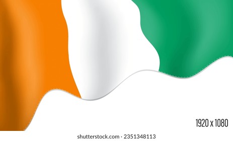 Cote d Ivoire country flag realistic independence day background. Cote d Ivoire commonwealth banner in motion waving, fluttering in wind. Festive patriotic HD format template for independence day