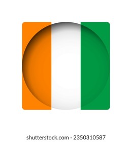 Cote d Ivoire flag - behind the cut circle paper hole with inner shadow.
