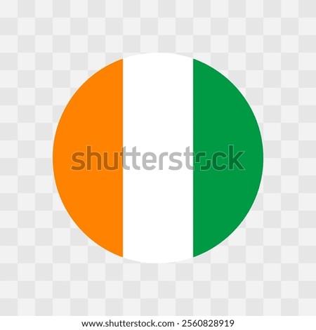 Cote d Ivoire flag - circle vector flag isolated on checkerboard transparent background