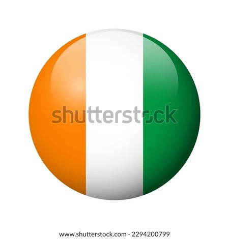 Cote d Ivoire flag - glossy circle badge. Vector icon.