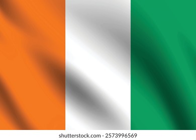 Cote d 'Ivoire flag official colors and proportion digital vector illustration. Pleated flag.