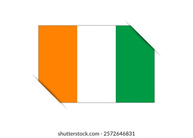 Cote d Ivoire flag - rectangle colorful flag representing a country cultural identity and heritage. The essence of national pride and unity. Attached by the corners in a paper album