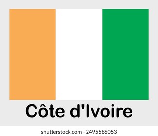 Cote d Ivoire national flag. Banner, state symbol, flagpole.