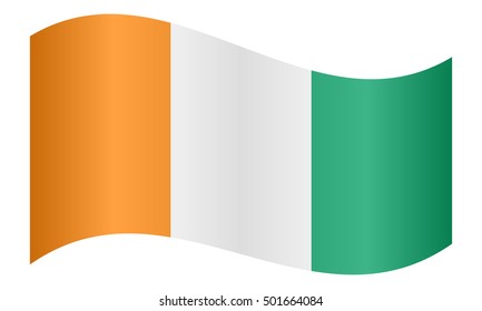 Cote D Ivoire national official flag. African patriotic symbol, banner, element, background. Correct colors. Flag of Ivory Coast waving on white background, vector illustration
