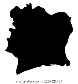 Cote d Ivoire - solid black silhouette map of country area. Simple flat vector illustration.