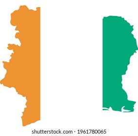 COTE D IVORE FLAG AND MAP ICON VECTOR