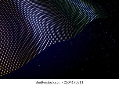 Cote d'Ivoire digital flag made of dots, waving over a starry dark background