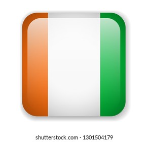 Cote dIvoire flag bright square icon. Vector Illustration
