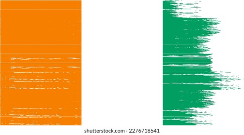 Cote d'Ivoire flag with brush paint textured isolated  on png or transparent background