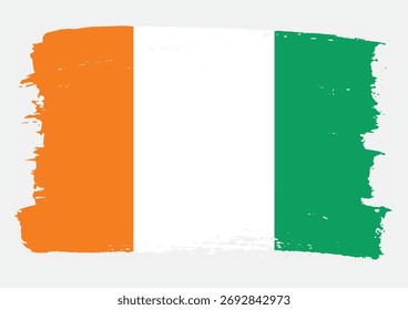 cote d'ivoire flag brush paint texture vector icon
