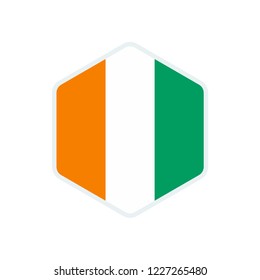 Cote d'Ivoire flag. Cote d'Ivoire hexagon flag.
