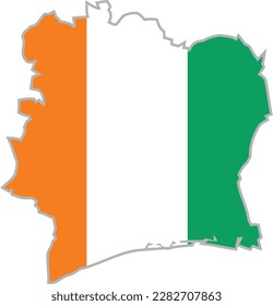 Cote Divoire Flag with map - Cote DIvoire National flag vector ULHD isolated on white background 